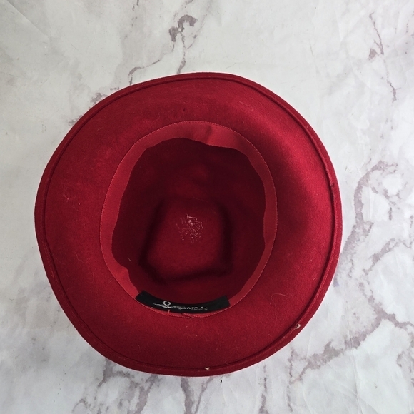 Sonnie San Francisco Hat Red Women Small Wool Wide Brim Fedora Packable Ribbon